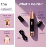 SPA SCIENCES AIVA: 2-in-1/Double Sided Facial Hair Remover & Eyebrow Trimmer USB Rechargeable with Built-in LED Lights - Image 3