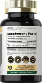 Carlyle Slow Release Iron 45 mg | 180 Tablets | Ferrous Sulfate Mineral Supplement | for Men & Women | Vegetarian, Non-GMO, and Gluten Free Formula - Image 3