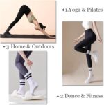 Flydo Pilates Grippy Socks with Grips for Women Yoga Non Slip Long Socks for Pure Barre, Ballet,Dance Workout 2-5 Pack - Image 3