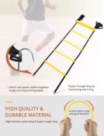 GHB Agility Ladder,Football Training Equipment Set,4 Agility Hurdles, 20 feet12 Rungs Speed Ladder,12 Disc Cones,Resistance Parachute, Jump Rope, 5 Resistance Bands - Image 4
