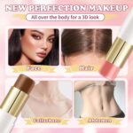 AWCCXMYM 6 Colors Cream Contour Stick Makeup Set Dual-ended Blush & Highlighter Bronzer Stick for Sculpt the Cheeks Long Lasting & Waterproof Matte Finish Face Contouring Set A - Image 5