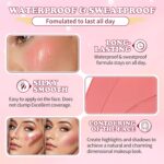 AWCCXMYM 6 Colors Cream Contour Stick Makeup Set Dual-ended Blush & Highlighter Bronzer Stick for Sculpt the Cheeks Long Lasting & Waterproof Matte Finish Face Contouring Set A - Image 7