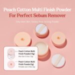 SKINFOOD Peach Cotton Multi Finish Powder 5g - Korean Peach Extract & Calamin Sebum Control Face Powder - Silky Setting Powder - Setting Powder for Oily Skin - Sweet Peach Scent for Soft Skin - Image 3