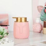 Unique Modern Soap Dispenser, Face-Shaped Ceramic Bottle with Rust Proof Gold Matte Pump, Decorative Lotion Dispenser for Bathroom or Kitchen (Pink) - Image 3