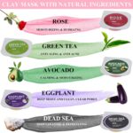 Clay Mask Set 20 Pods, Face Mask Skin Care, Green Tea, Turmeric, Dead Sea Mud, Rose, 24K Gold, Eggplant, Avocado, Mud Mask Deep Cleansing Skin, Blackhead Removal, Men & Women Facial Mask - Image 3