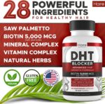 DHT Blocker Hair Growth Supplement - High Potency Biotin & Saw Palmetto for Hair Regrowth - Natural Hair Loss Treatments for Women & Men - Helps Stimulate Hair Follicle Growth - Image 3