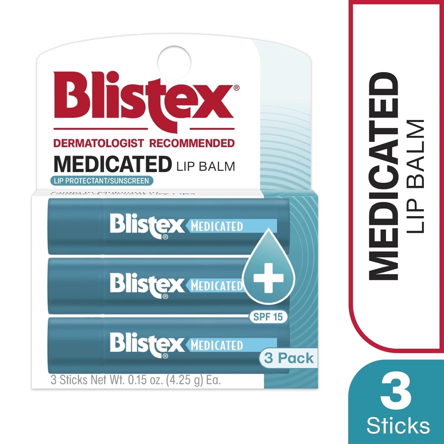 Blistex Medicated Lip Balm, 0.15 Ounce, 3 Count (Pack of 1) Prevent Dryness & Chapping, SPF 15 Sun Protection, Seals in Moisture, Hydrating Lip Balm, Easy Glide Formula for Full Coverage - Image 7
