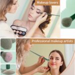 12 Pcs Makeup Brush Set Professional for Eye and Face, Blending Brush for Foundation, Eyeshadow, Concealer, Make up Brushes Pack, Eye Shadow Brush, Gift for Women, Green - Image 7
