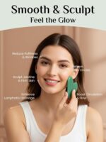 Rena Chris Gua Sha Facial Tools: Jade Stone Guasha Tool for Face Acupuncture Therapy, Facial Massager for Jawline Sculpting and Puffiness Reducing (Green) - Image 4