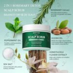 SHVYOG Scalp Scrub, Rosemary Exfoliator Scrub with Peppermint & Sea Salt, Anti-Dandruff Detox Clarifying Exfoliator Shampoo for Deep Scalp Cleanse with Scalp Massager - Image 3