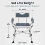 PELEGON Shower Chair for Elderly and Disabled (450lb) with Padded Armrests and Back, Adjustable Height Shower Seat, Heavy Duty Shower Chairs for Inside Shower, Handicap - Blue - Image 4