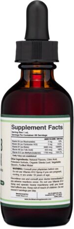 Double Wood Supplements Liquid Vitamin B Complex - 2 Month Supply - Max Absorption - B3, B6, B7 (Biotin), B9, and Vitamin B12 - Cherry Flavor - 2 FL OZ - Image 3