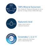 CeraVe 100% Mineral Sunscreen SPF 50 with Zinc Oxide & Titanium Dioxide, Hyaluronic Acid & Ceramides, Oil Free & Non-Greasy, Hydrating Mineral Sunscreen For Body, 5 oz - Image 3