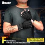 ihuan Ventilated Weight Lifting Gym Workout Gloves with Wrist Wrap Support for Men & Women, Full Palm Protection, for Weightlifting, Training, Fitness, Hanging, Pull ups - Image 3