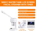 Nano Ionic Facial Steamer, Portable Face Steamer with LCD Screen, Extendable 360° Rotating Arm, Rotatable Nozzle, Hot Mist Function for Personal Care at Home or Salon - Image 4