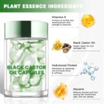 Hair Oil Capsules with Black Castor Oil & Vitamin E - Anti-Frizz Hair Vitamins Serum for Dry Damaged Hair - Leave-in Shine & Softness, Portable Travel Size (30 Count) - Image 3