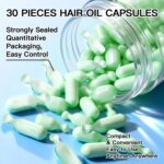Hair Oil Capsules with Black Castor Oil & Vitamin E - Anti-Frizz Hair Vitamins Serum for Dry Damaged Hair - Leave-in Shine & Softness, Portable Travel Size (30 Count) - Image 6