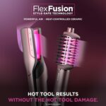 Shark FlexFusion Hair Straightener & Powerful Hair Dryer with Fusion Hair Brush, Ceramic Air Styler with Auto-Wrap Curlers & Concentrator, Ceramic Plates, Cosmic Blush HD641S - Image 3