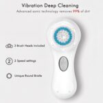 Microtree Electric Facial Cleansing Brush, Ultrasonic Vibrating Face Brush, 2 Speeds for Gentle Clean, Rechargeable Face Scrubber Exfoliator Waterproof Sonic Face Brushes for Cleansing - Image 4