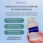 Immune Support Supplement with Vitamin C and Zinc, Sambucus Elderberry, Vitamin D3, Glutathione, Echinacea Capsules - Natural Immune Booster Herbal Supplements - Vegan, Gluten-Free (60ct) - Image 3