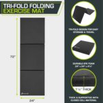 ProSource Tri-Fold Folding Thick Exercise Mat 6’x2’ with Carrying Handles for MMA, Gymnastics, Stretching, Core Workouts - Image 3