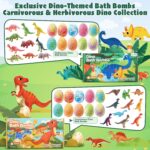 Dinosaur Bath Bombs for Kids with Surprise Inside, 20 Pack Natural Dino Egg Bath Bombs with Exclusive Carnivorous & Herbivorous Dinosaur Toys, Birthday Party Favors for Boys, Girls - Image 3