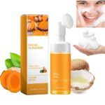 Turmeric Face Wash With Brush, Glow WashTurmeric Foaming Facial Cleanser for Blackhead & Pore Care, Daily Gentle Facial Cleanser Face All Skin -1Pcs - Image 8