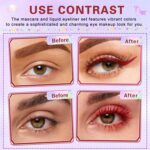 Burgundy Mascara and Eyeliner Set 5D Red Mascara for Eyelashed, Volumizing Curling Defining Eye Lashes, Long-Lasting Waterproof Red Eyeliner - Image 4