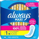 Always Maxi Feminine Pads Without Wings for Women, Size 1, Regular Absorbency, Unscented 48 Count - Image 4