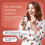 NaturaLife Labs Organic D-Mannose 1300 mg with Organic Cranberry Extract 100 mg per Serving – 100 Capsules – Non-GMO, Gluten-Free, Vegan - Image 5