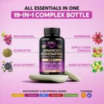 Resveratrol Supplement - 19-in-1 Organic Polyphenol Complex - Noni Extract | Berberine | Quercetin | Apple Cider Vinegar | Acai - Made in USA - Antioxidant & Heart Health Support - 120 Capsules - Image 6
