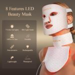 MEGELIN Led Red Light Therapy Face & Neck Mask, 7 Colors Led Light Therapy Facial Mask, Infrared Red Light Therapy Mask, Infrared Light Skin Rejuvenation(White) - Image 3