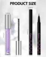Silver Glitter Mascara + Eyeliner Pen Set, Shimmer Volume Colorful Mascara, Sparkling Liquid Eyeliner, Waterproof, High-Pigmented, All-Day Wear Shine Eye Makeup for Dazzling Looks - Image 8