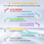 Device | 7-in-1 Red Light Therapy for Face and Neck - 7 Colors, Smart Vibration | Red Light Face Massager Tool - Effectively Remove Wrinkles, Lift Neck, Portable Skin Care Tool (White) - Image 4