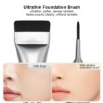 Flat Foundation Brush,Korean Makeup Brush Spatula Facial Brush for Liquid Foundation,Premium Face Makeup Brush for Blending Cream (Silver) - Image 3