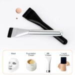 Flat Foundation Brush,Korean Makeup Brush Spatula Facial Brush for Liquid Foundation,Premium Face Makeup Brush for Blending Cream (Silver) - Image 6