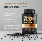 4-in-1 Turmeric and Garlic Supplements with BioPerine – 2360mg Turmeric Ginger Root Capsules with Garlic – High Potency Herbal Blend (120 ct) - Image 7