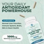 PurePremium Reduced Glutathione 1000mg per Serving - 500mg Each Capsule – L-Glutathione Supplement & Antioxidant Support for Normal Liver, Brain, Skin & Heart Health – 90 Capsules - Image 3