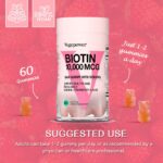 Biotin Gummies for Hair Growth 10000mcg - Vegan Biotin Vitamins Supports Healthy Hair, Skin and Nails, Hair Vitamin Gummy for Women & Men - Non-GMO, Chewable Supplement - Image 5