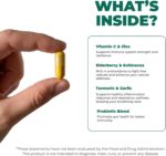 Emergency Immune Support Supplement – Vitamin C, E, B6, Zinc, Elderberry, Echinacea, Garlic & Turmeric – Immune Booster for Adults – Gluten Free, Sugar Free, Vegan Friendly – 60 Capsules - Image 5