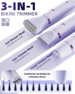 Ufree Bikini Trimmer Electric Razors for Women, Rechargeable Pubic Body Hair Trimmer Electric Shaver for Legs Body Hair, Bikini Shaver IPX7 Waterproof, Gifts for Women, Purple - Image 3