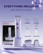 Ufree Bikini Trimmer Electric Razors for Women, Rechargeable Pubic Body Hair Trimmer Electric Shaver for Legs Body Hair, Bikini Shaver IPX7 Waterproof, Gifts for Women, Purple - Image 5