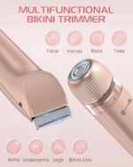 Bikini Trimmer for Women, Painless Dual Head Shaver for Sensitive Skin, IPX7 Waterproof for Safe Shower, USB-C, Detachable Head, Portable 2 in 1 Electric Razors for Pubic Hair, Rose Gold - Image 3