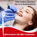 Mini Disposable Toothbrushes with Toothpaste and Toothpick, Tongue Cleaners, Reduce Bad Breath, Tongue Scraper, Prepasted Toothbrush, Pick for Work or Travel (Mint, 20pcs) - Image 5