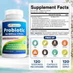 Best Naturals Probiotic 10 Strains & 30 Billion CFU Intestinal Flora, 120 Veggie Capsules - Shelf Stable probiotic (4146365) - Image 3