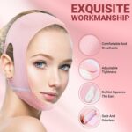Reusable V Line Lifting Mask with Chin Strap for Sleeping,Face Lift Prevent Sagging, Jaw Exerciser,Light pink,M - Image 4