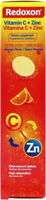 Redoxon Vitamin C + Zinc, Effervescent Tablets of Vitamin C and Zinc, Helps Support Your Immune System, Orange Flavor, 20 Effervescent Tablets, 2.82 Oz, Box - Image 4