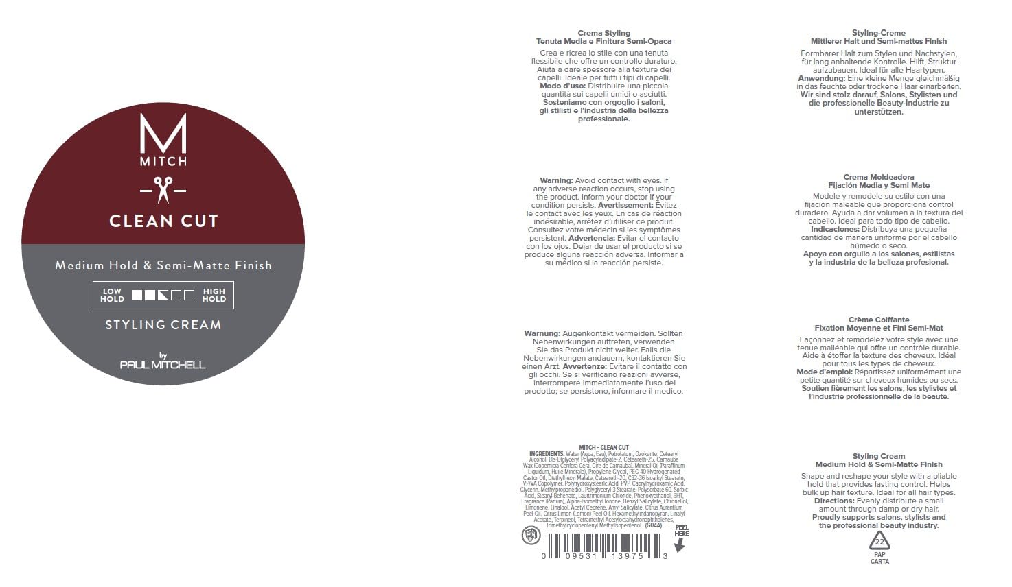 MITCH by Paul Mitchell Clean Cut Styling Cream for Men, Medium Hold, Semi-Matte Finish, For All Hair Types + Short to Medium Hair, 3 oz. - Image 9