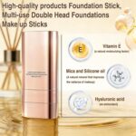2PCS Dual-Ended Concealer Foundation Stick, Foundation Stick Korean 2 in 1 with Brush, Matte Long-Lasting Concealer, Lightweight, Brightens, Long-Lasting for All Skin Types (Light) - Image 4