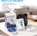 Blood Pressure Monitor Upper Arm BP Machine for Home Use Accurate Large Adjustable 8.7"-16.5" Cuff LCD Backlit Display with Carrying Bag, White - Image 5